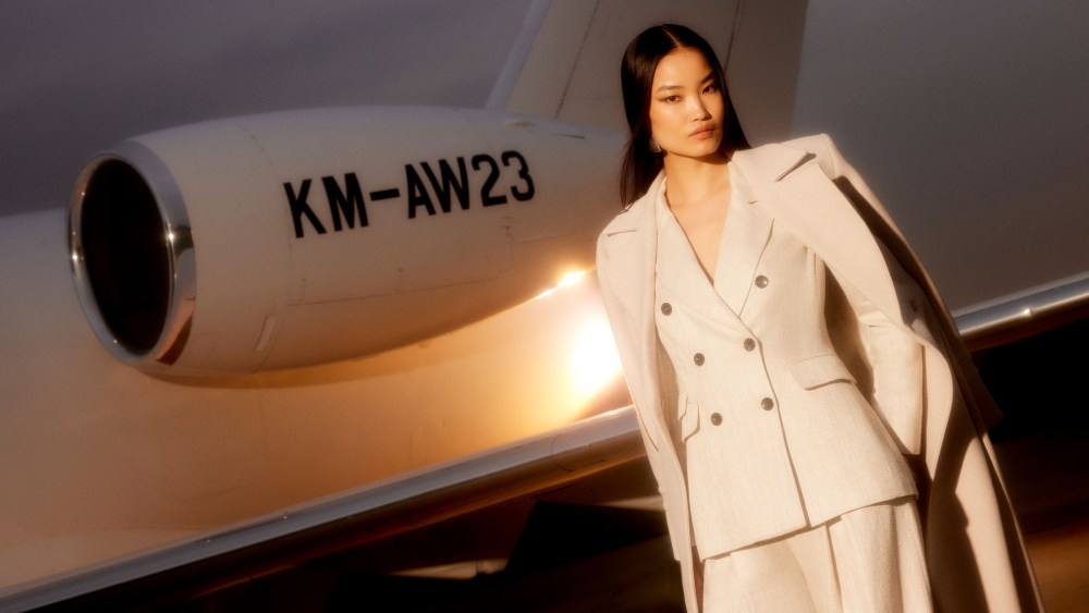 An ad for Karen Millen, one of the brands that could be sold by parent Boohoo Group.