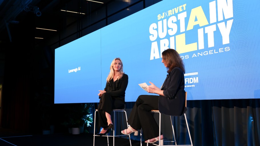 Lauren Parker, director of Fairchild Studios, speaks with Hayley Blatte, senior business consultant for Centric Software, at Sourcing Journal's Los Angeles Sustainability Summit.