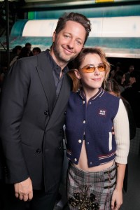 Derek Blasberg and Kiernan Shipka at Miu Miu Spring 2025 Ready-to-Wear Show at Paris Fashion Week