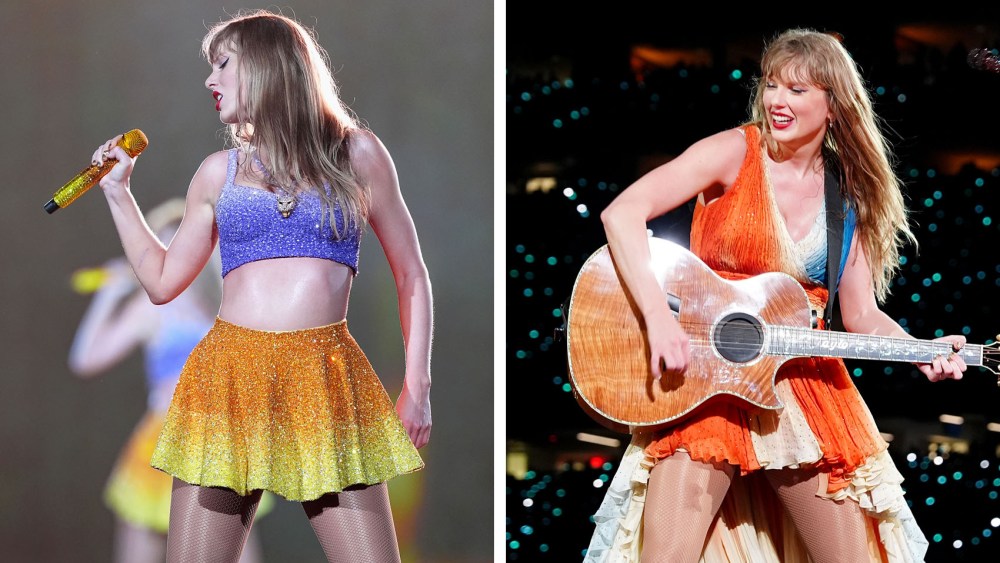 Taylor Swift wears new tide pod dress by roberto cavalli during surprise song and performs onstage during "Taylor Swift | The Eras Tour" at Caesars Superdome on October 25, 2024 in New Orleans, Louisiana. 