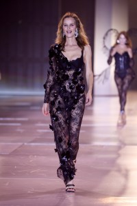 Eva Herzigová on the runway at the Victoria's Secret Fashion Show.