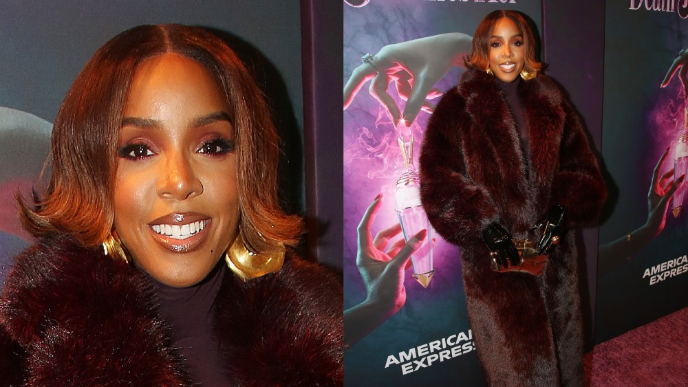 Kelly Rowland poses at the opening night of the new musical based on the film "Death Becomes Her" on Broadway at The Lunt-Fontanne Theatre on November 21, 2024 in New York City.