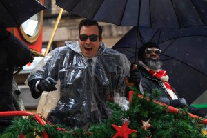 NEW YORK, NEW YORK - NOVEMBER 28: Jimmy Fallon attends the Annual Thanksgiving Day Parade on November 28, 2024 in New York City. (Photo by Kena Betancur/Getty Images)