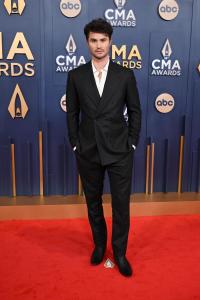 Chase Stokes at The 58th Annual CMA Awards at Bridgestone Arena on November 20, 2024 in Nashville, Tennessee.