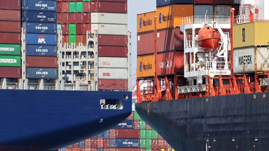 Container ships at the Port of Los Angeles.