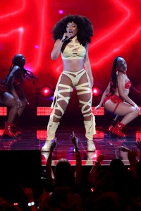 ELMONT, NEW YORK - SEPTEMBER 11: Megan Thee Stallion performs on stage during the 2024 MTV Video Music Awards at UBS Arena on September 11, 2024 in Elmont, New York. (Photo by Michael Loccisano/Getty Images for MTV)
