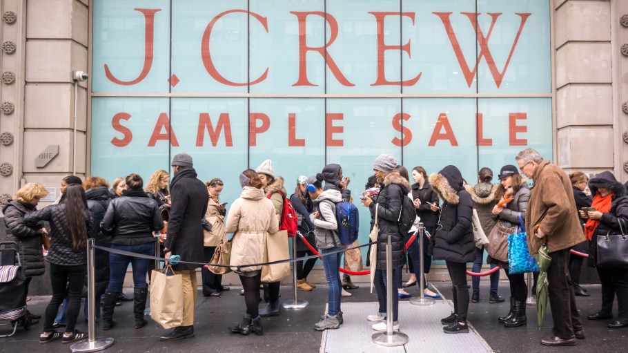 Fashion and budget conscious shoppers flock to the J. Crew sample sale in New York Tuesday, December 1, 2015. J. Crew posted a smaller loss during the holiday quarter, only $7 million compared to $230.6 million last year at the same time. Cutting expenses and greater operational efficiency are cited as reasons as sales still decline.