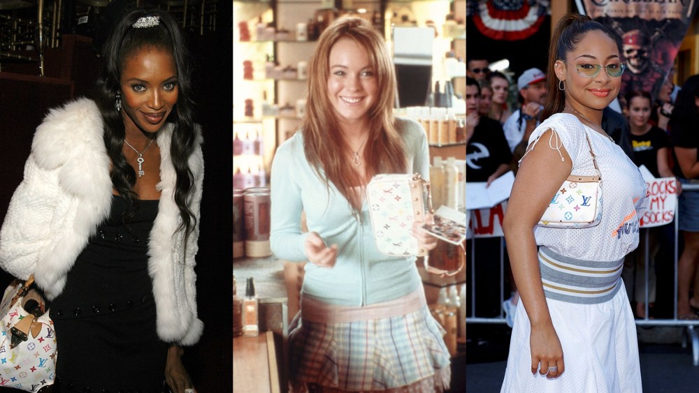 Naomi Campbell, Lindsay Lohan and Raven-Symoné carry Louis Vuitton x Takashi Murakami purses in the 2000s, bags, Y2K, Marc Jacobs, accessories