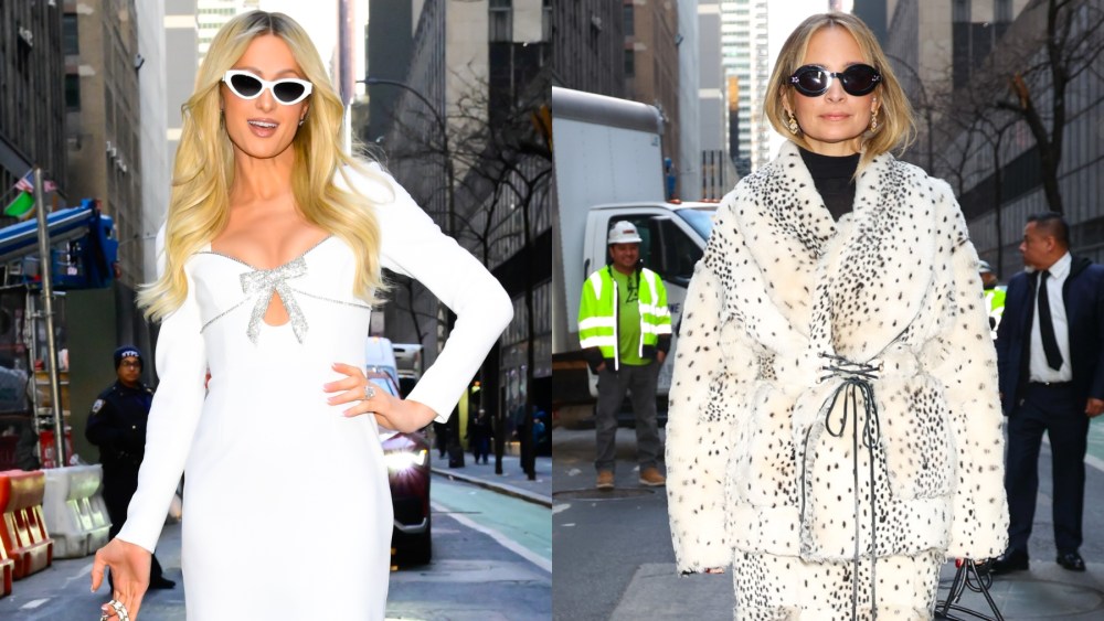 Paris Hilton and Nicole Richie are seen outside of "Today" on Dec. 9 in New York, NBC, Chanel, Peacock, The Simple Life reboot, Rebecca Vallance, Rochas, Nicky Hilton