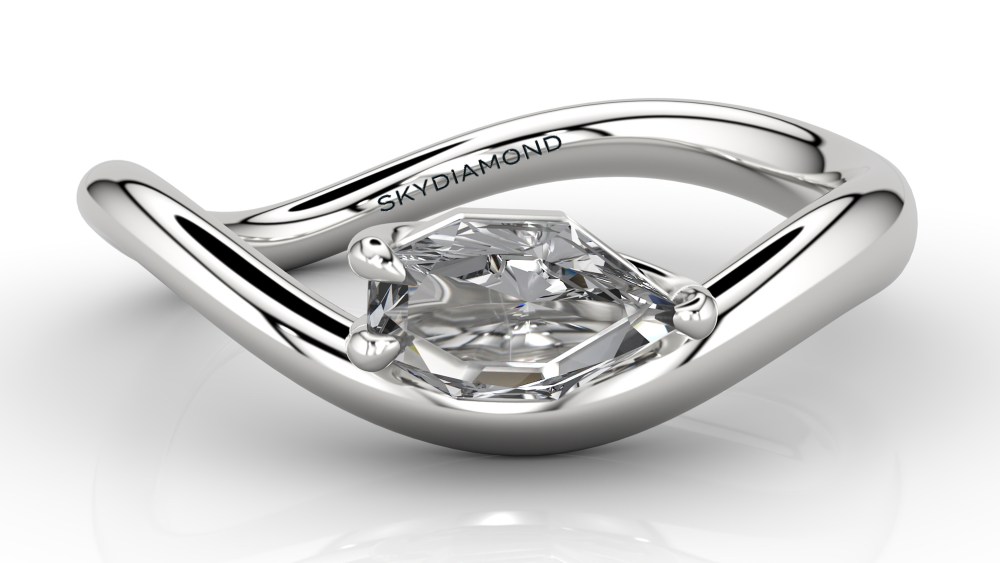 A Skydiamond ring with the new Liquid Silver stone, a color that does not exist in nature.