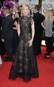 Cate Blanchett in Armani Prive arrives at the 71st Annual Golden Globe Awards at The Beverly Hilton Hotel on January 12, 2014.