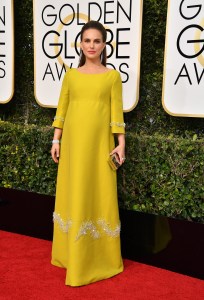 Natalie Portman in Prada attends the 74th Annual Golden Globe Awards at The Beverly Hilton Hotel on January 8, 2017.