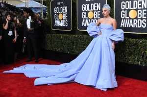 Lady Gaga in Valentino arrives for the 76th annual Golden Globe Awards on January 6, 2019.