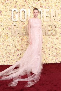 Hunter Schafer in Prada attends the 81st Annual Golden Globe Awards at The Beverly Hilton on January 07, 2024.