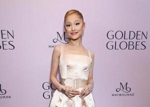 Ariana Grande at Golden Globes First-Time Nominee Luncheon at Maybourne Beverly Hills on December 17, 2024 in Los Angeles, California.