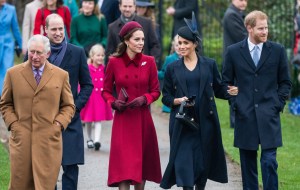 Prince Charles, Prince of Wales, Prince William, Duke of Cambridge, Catherine, Duchess of Cambridge, Meghan, Duchess of Sussex and Prince Harry, Duke of Sussex attend Christmas Day Church service at Church of St Mary Magdalene on the Sandringham estate on December 25, 2018 in King's Lynn, England.