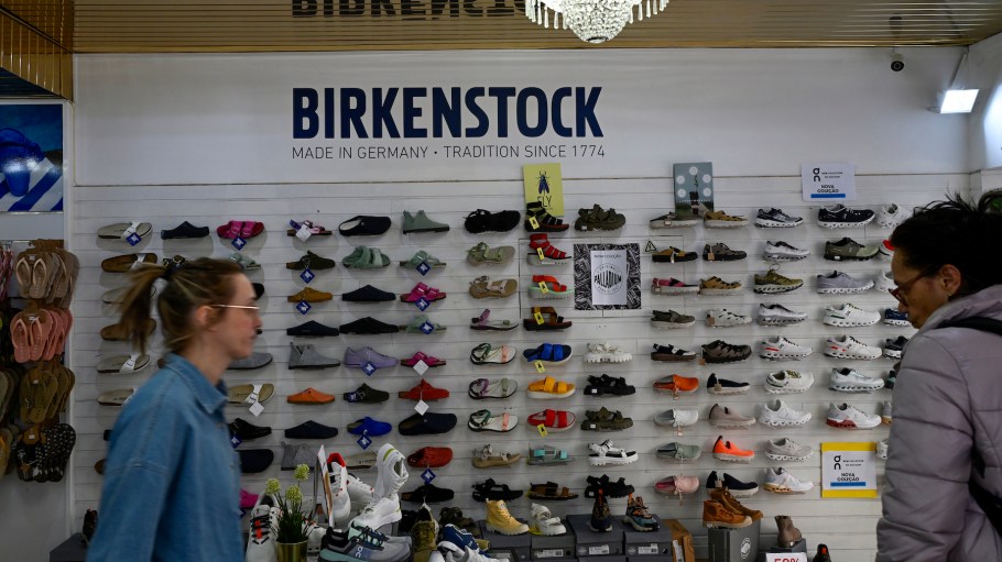 Birkenstock shoe store in Chiado, a tourist favored area, in Lisbon, Portugal.