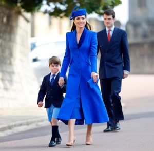 WINDSOR, UNITED KINGDOM - APRIL 09: (EMBARGOED FOR PUBLICATION IN UK NEWSPAPERS UNTIL 24 HOURS AFTER CREATE DATE AND TIME) Prince Louis of Wales and Catherine, Princess of Wales attend the traditional Easter Sunday Mattins Service at St George's Chapel, Windsor Castle on April 9, 2023 in Windsor, England. (Photo by Max Mumby/Indigo/Getty Images)
