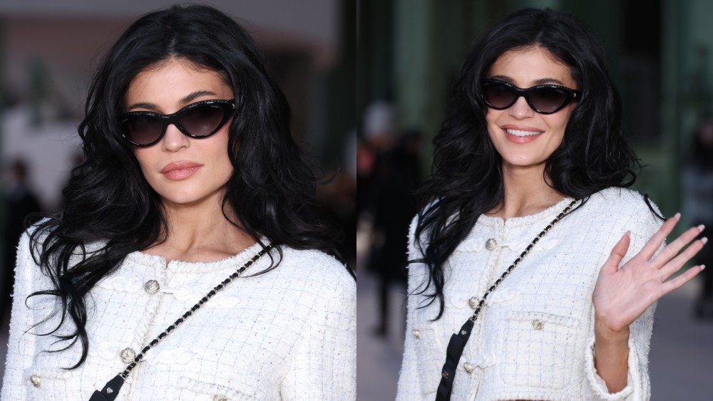 Kylie Jenner attends the Chanel couture spring 2025 fashion show on Jan. 28 in Paris, tweed skirt suit