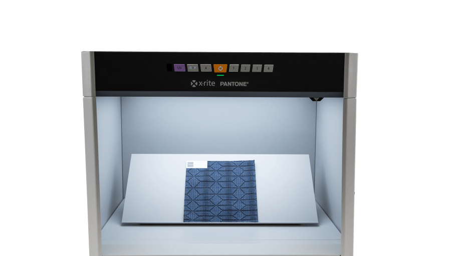 X-Rite's Judge LED light booth can be used to view textile samples.