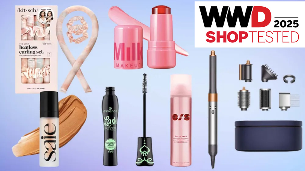 Top TikTok viral beauty products on a blue background