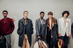 Backstage at Prada Men's Fall 2025 Ready-to-Wear Collection at Milan Fashion Week