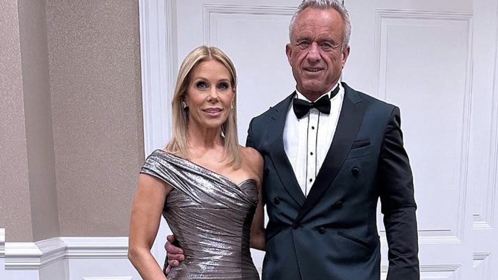 Cheryl Hines wear a Romona Keveza dress with Robert F. Kennedy for the MAHA ball.