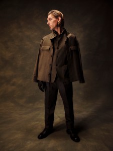 Zegna II cashmere Conte jacket; Zegna cashmere overshirt; Brooks Brothers cotton and elastane pants; John Varvatos leather lace-up boots; stylist's own gloves (worn throughout).