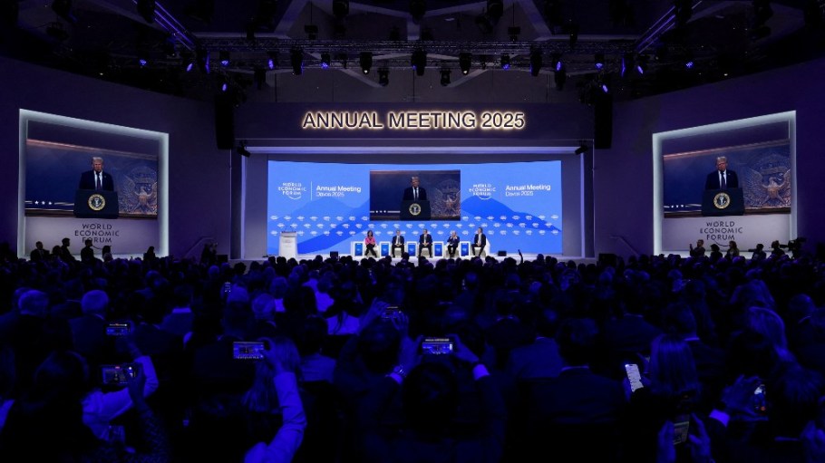 President Trump delivered an address virtually at the event in Davos, Switzerland.