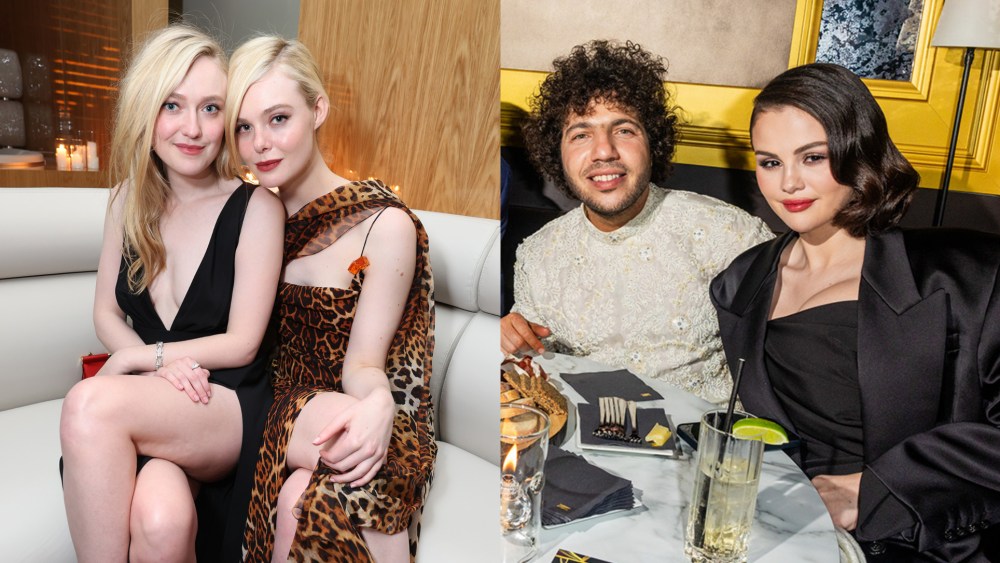 Dakota and Elle Fanning, Benny Blanco and Selena Gomez at the Golden Globes 2025 after parties.