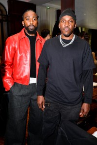 Tyrod Taylor, Pusha T at the Joopiter Dinner Party hosted by Pharrell Williams and Nigo during Paris Fashion Week Menswear Fall/Winter 2025 at Le Royal Monceau - Raffles on January 22, 2025 in Paris, France. (Photo by Dominique Maitre/WWD via Getty Images)