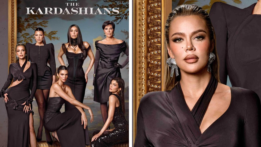 Khloe Kardashian wears balenciaga cutout dress, Kourtney Kardashian, Kim Kardashian, Kendall Jenner, Kylie Jenner, Kris Jenner, Balenciaga, The Kardashians, Season Six, poster, Hulu