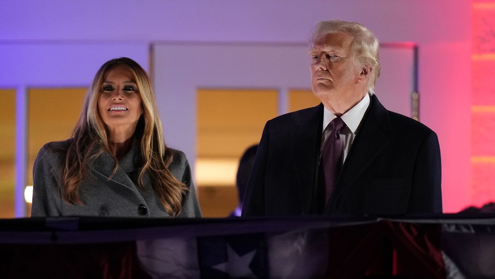 STERLING, VIRGINIA - JANUARY 18: President-elect Donald Trump and his wife Melania Trump attend a private party and fireworks show at Trump National Golf Club on January 18, 2025 in Sterling, Virginia. Trump has arrived in the Washington, DC region ahead of his inauguration ceremony on January 20 which has been moved inside the U.S. Capitol as temperatures are expected to be the coldest in forty years. (Photo by Andrew Harnik/Getty Images)