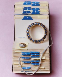 Jean Schlumberger by Tiffany bracelet in yellowgold with light blue enamel and diamonds. Tiffany &Co. Schlumberger Stitches ring in gold and platinumwith diamonds. De Beers Paris Prong diamond necklace in white gold.
