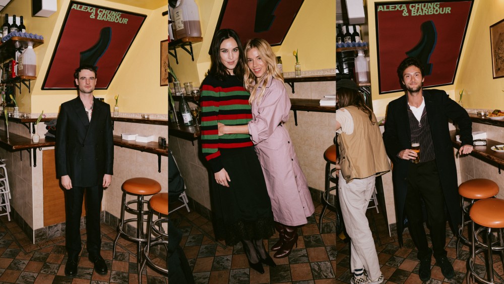 Tom Sturridge, Alexa Chung and Sienna Miller, and Oli Green at Tollington’s in Finsbury Park.
