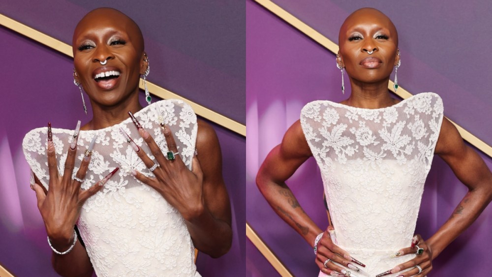 Cynthia Erivo at the 2025 BAFTA Awards on Feb. 16 in London, Louis Vuitton, lace dress, red carpet, Tiffany & Co.