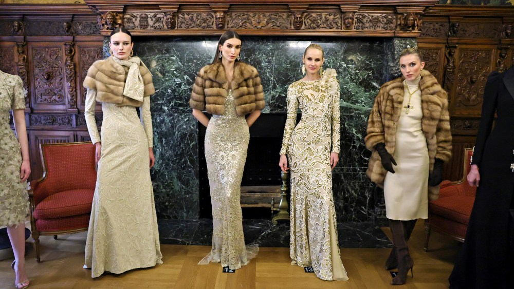 NEW YORK, NEW YORK - FEBRUARY 11: Models pose at the Dennis Basso presentation during February 2025 New York Fashion Week on February 11, 2025 in New York City. (Photo by Theo Wargo/Getty Images)