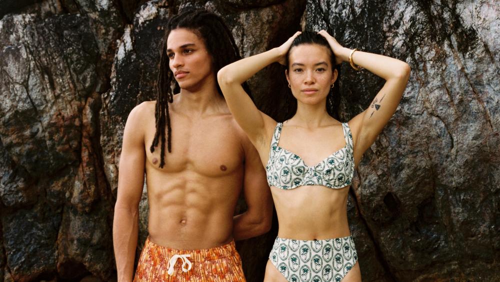 Swimwear from the Fair Harbor x White Lotus collection.