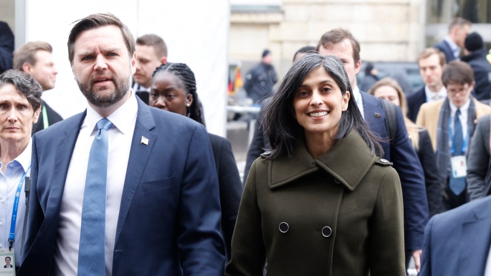 US Vice President JD Vance (L) and his wife Usha Vance arrive for the 61st Munich Security Conference (MSC) in Munich, southern Germany on February 14, 2025.