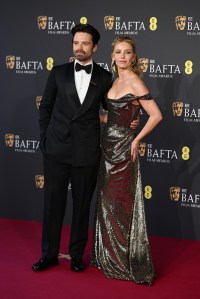 LONDON, ENGLAND - FEBRUARY 16: Sebastian Stan and Annabelle Wallis attend the 2025 EE BAFTA Film Awards at The Royal Festival Hall on February 16, 2025 in London, England. (Photo by Kate Green/Getty Images)