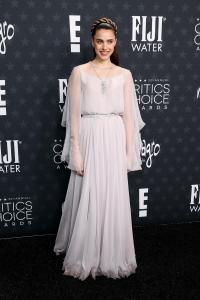 Margaret Qualley at the 30th Annual Critics Choice Awards held at The Barker Hangar on February 7, 2025 in Santa Monica, California.
