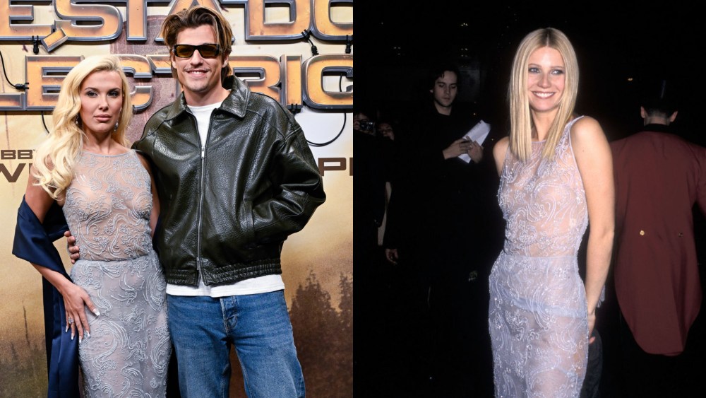 Millie Bobby Brown at the premiere of "The Electric State" at Callao Cinema on Feb. 27 in Madrid; Gwyneth Paltrow at the "Shakespeare in Love" New York City premiere on Dec. 3, 1998.