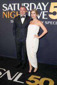 Liev Schreiber, Taylor Neisen at SNL50: The Anniversary Special at 30 Rockefeller Plaza on February 16, 2025 in New York, New York.