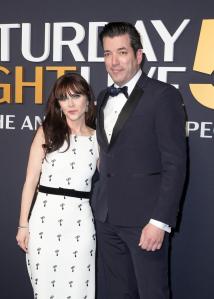 Zooey Deschanel, Jonathan Scott at SNL50: The Anniversary Special at 30 Rockefeller Plaza on February 16, 2025 in New York, New York.