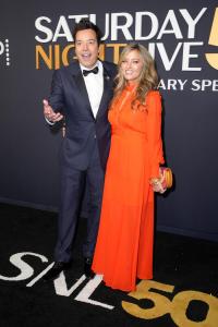Jimmy Fallon, Nancy Juvonen at SNL50: The Anniversary Special at 30 Rockefeller Plaza on February 16, 2025 in New York, New York.