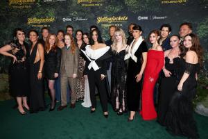 Ashley Lyle, Simone Kessell, Warren Kole, Lauren Ambrose, Tawny Cypress, Liv Hewson, Bart Nickerson, Melanie Lynskey, Sarah Desjardins, Jasmin Savoy Brown, Jonathan Lisco, Sophie Thatcher, Jeff W. Byrd, Courtney Eaton, Sophie Nélisse, Kevin Alves, Christina Ricci, Drew Comins, Sammi Hanratty at the "Yellowjackets" Season 3 Global Premiere held at DGA Theater on February 13, 2025 in Los Angeles, California.
