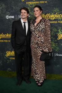 Jason Ritter, Melanie Lynskey at the "Yellowjackets" Season 3 Global Premiere held at DGA Theater on February 13, 2025 in Los Angeles, California.