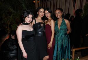 Vanessa Prasad, Jasmin Savoy Brown, Anisa Harris, Silvana Estifanos at the "Yellowjackets" Season 3 Global Premiere held at DGA Theater on February 13, 2025 in Los Angeles, California.