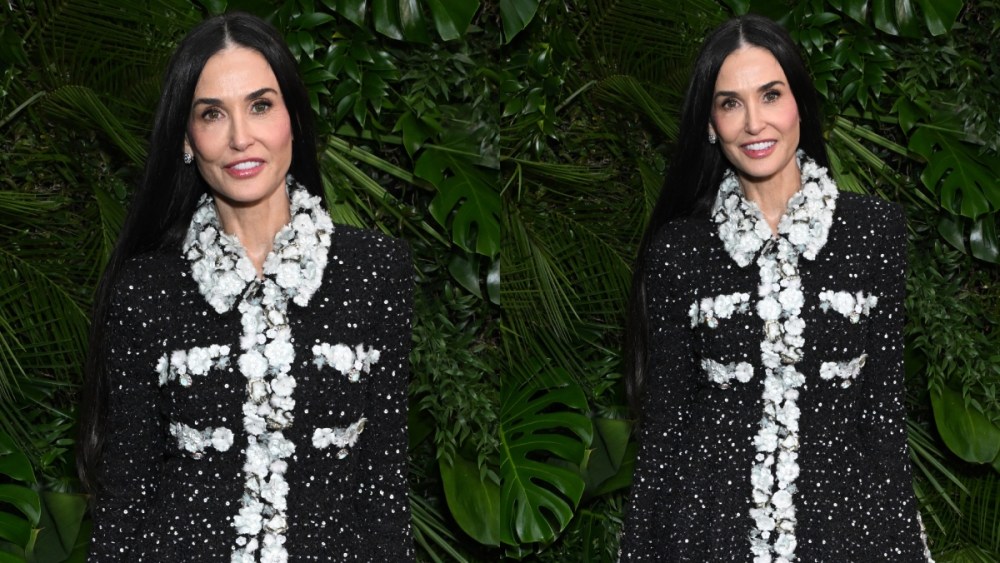 Demi Moore at the Chanel and Charles Finch Pre-Oscar Awards Dinner held on March 1 in Beverly Hills, tweed, red carpet