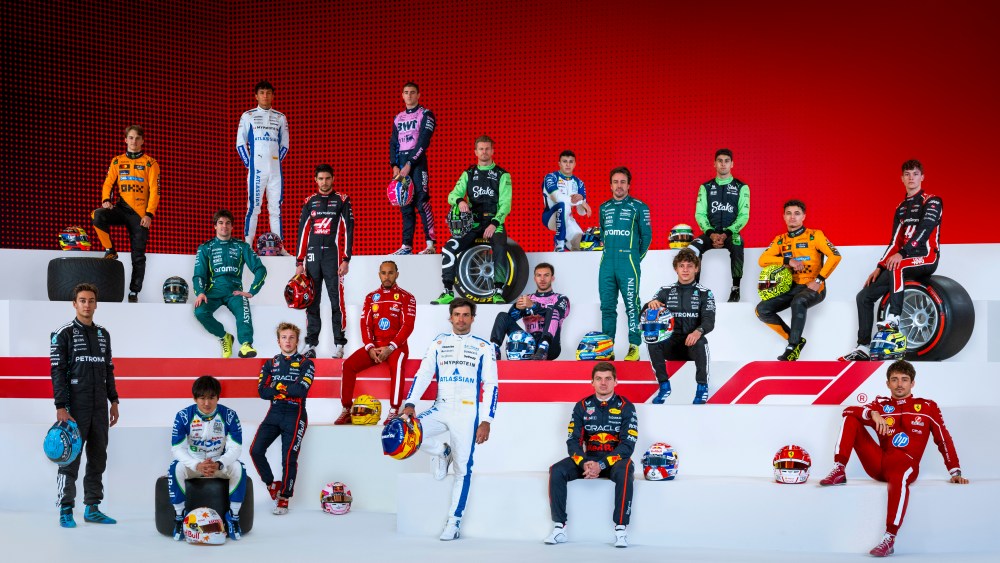 BAHRAIN, BAHRAIN - FEBRUARY 26: (EDITORS NOTE: Image has been digitally enhanced.) The 2025 Formula 1 Drivers stand for the drivers photocall prior to F1 Testing at Bahrain International Circuit on February 26, 2025 in Bahrain, Bahrain. (Photo by Lydia Harper/Formula 1 via Getty Images)